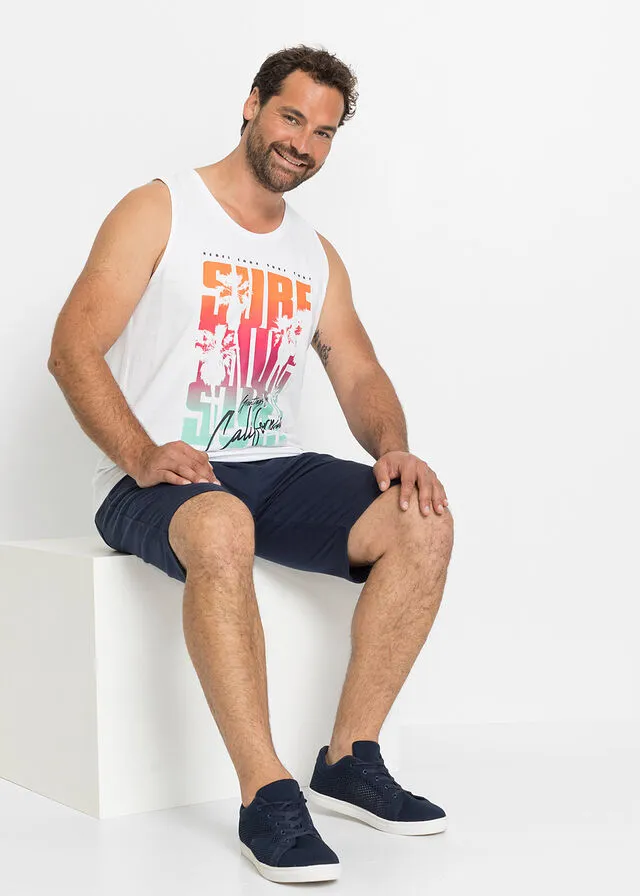CAMISETA SIN MANGAS (2 UNIDADES) DE CORTE AJUSTADO AZUL MARINOBLANCO ESTAMPADO